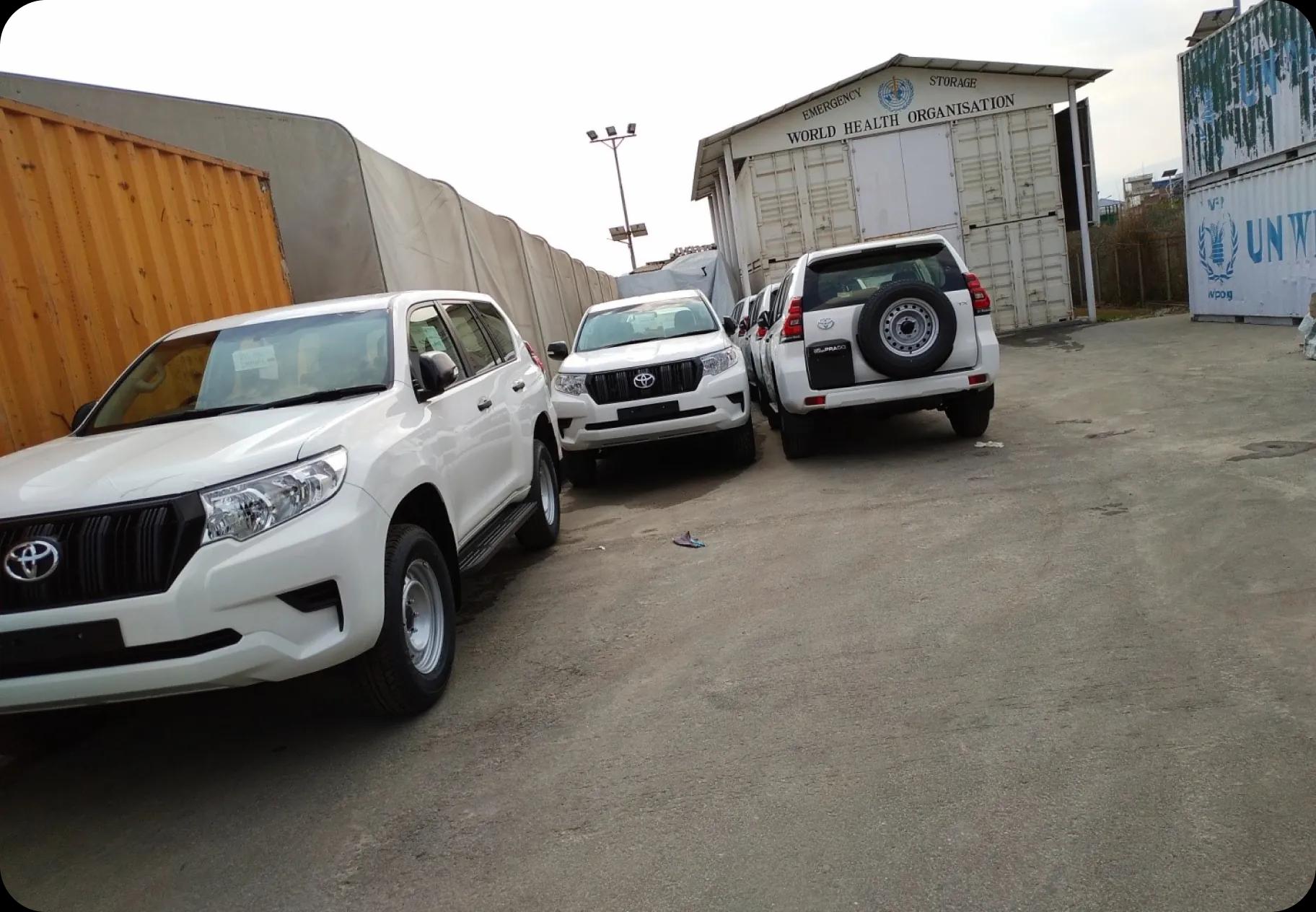 Vehicles delivered to W.H.O. office in Kathmandu, Nepal.