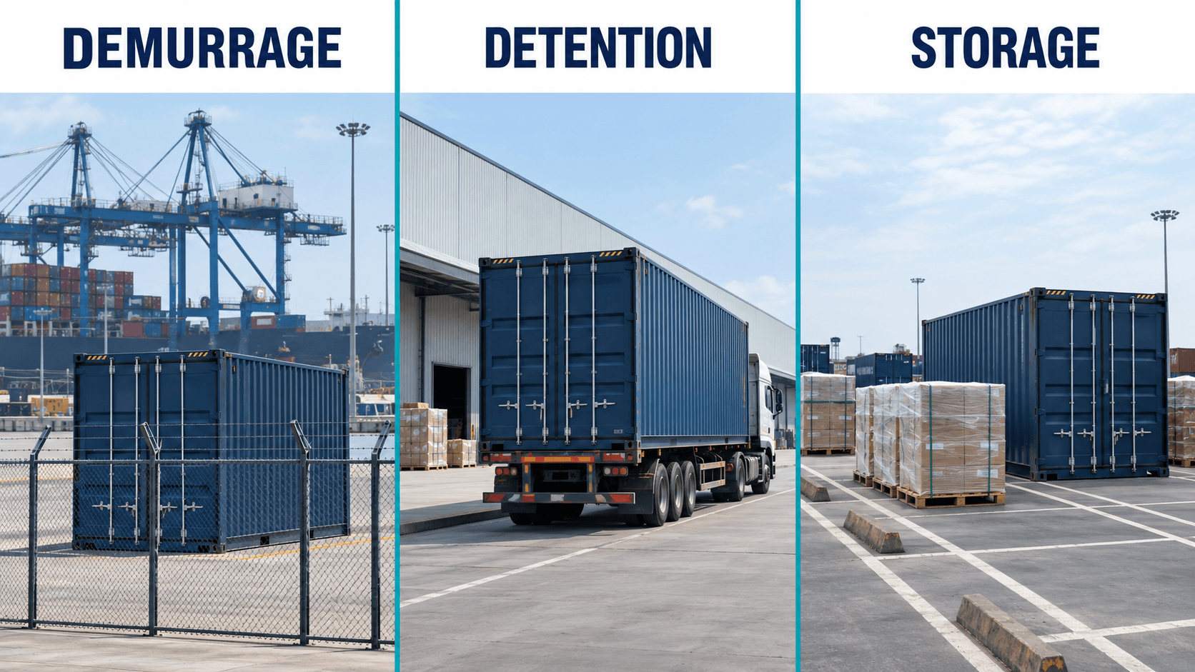 Difference between demurrage detention and port storage charges