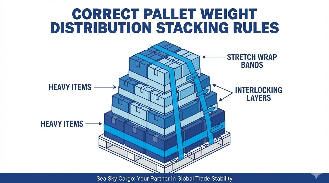 Correct pallet weight distribution stacking rules.