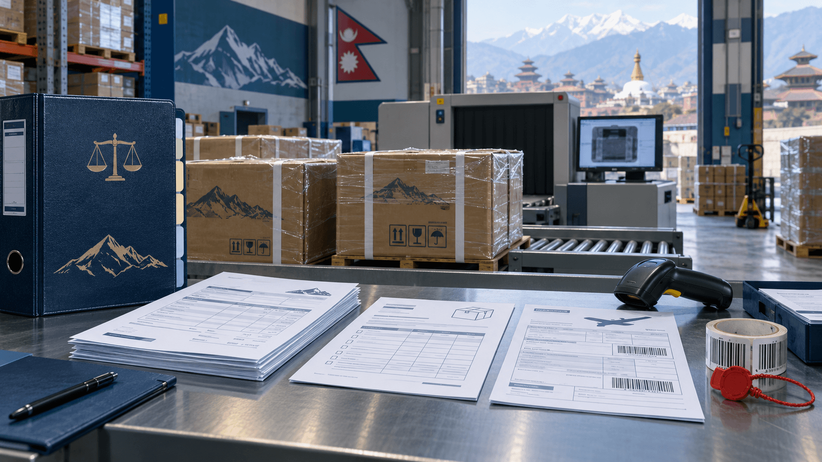 Customs clearing agent workflow with import declarations documents inspection and cargo release in Nepal