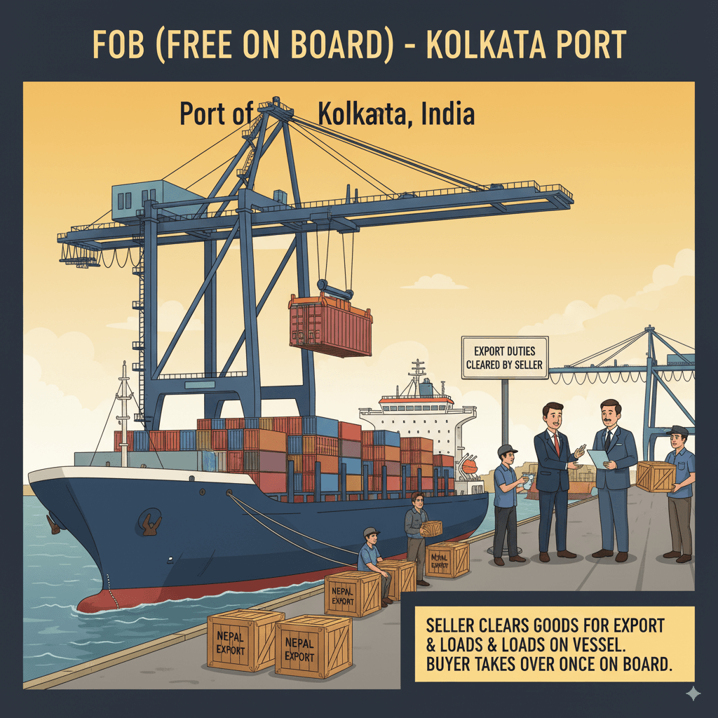 Delivery route showing risk/cost transitions for DAP/DPU/DDP Incoterms, with special attention to DDP legal hurdles.