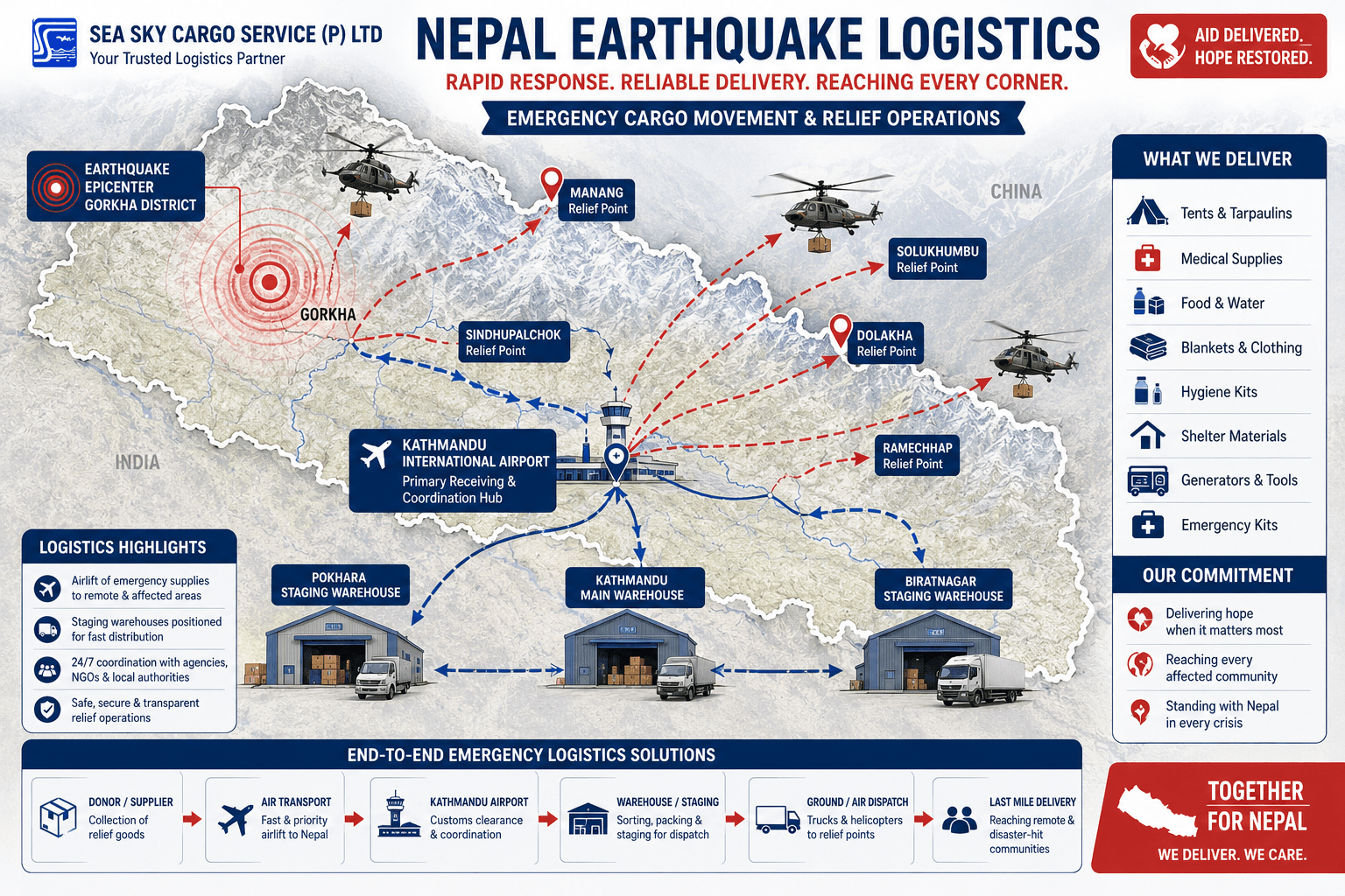Nepal earthquake logistics and emergency cargo movement.