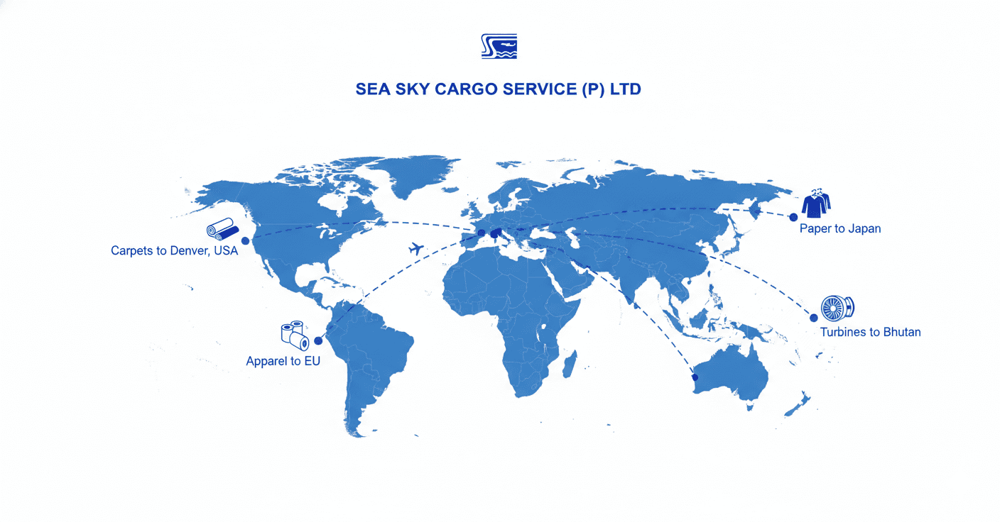 Sea Sky Cargo key international routes for Nepal exports and imports.