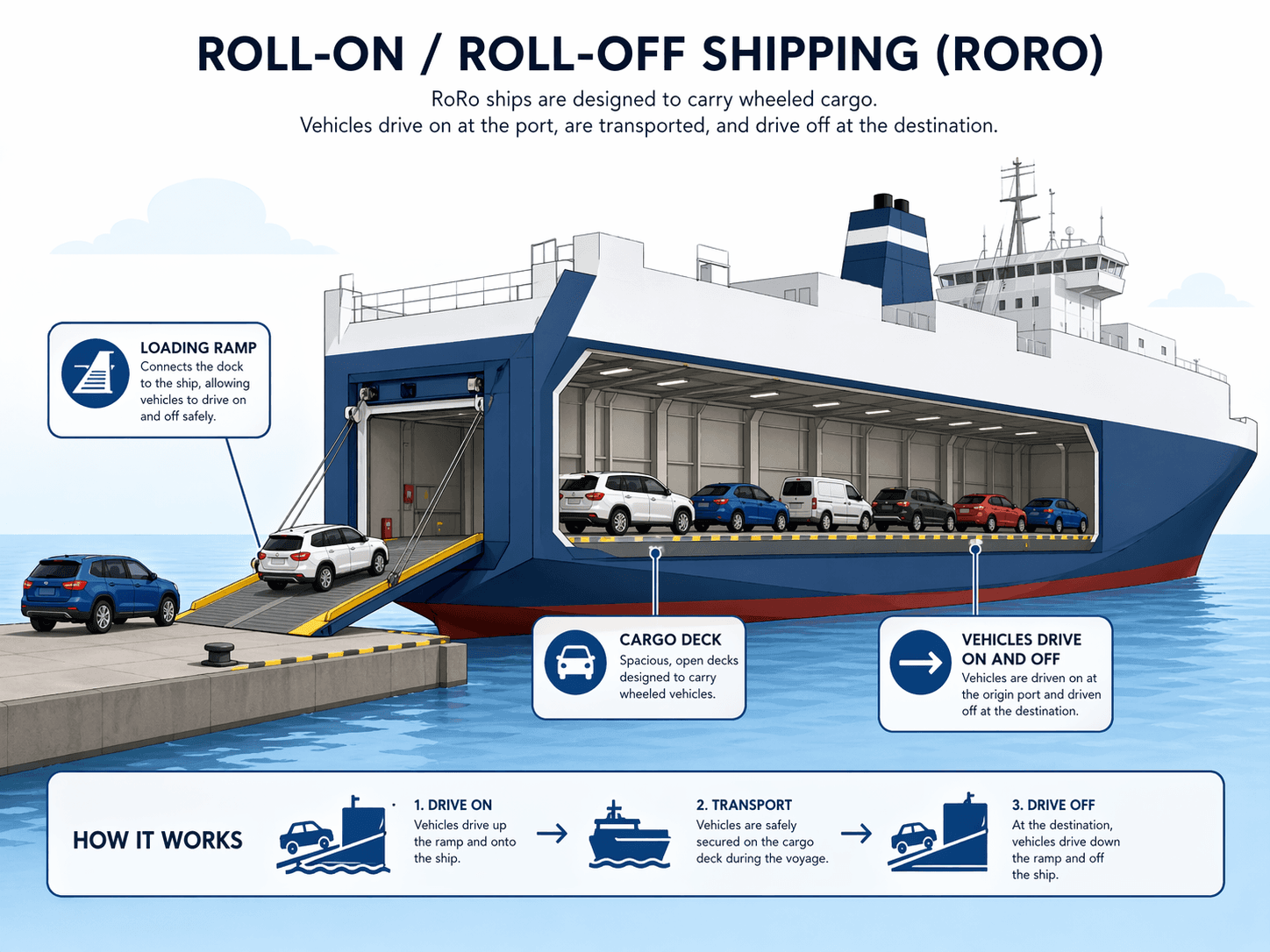 How roll on roll off shipping works.