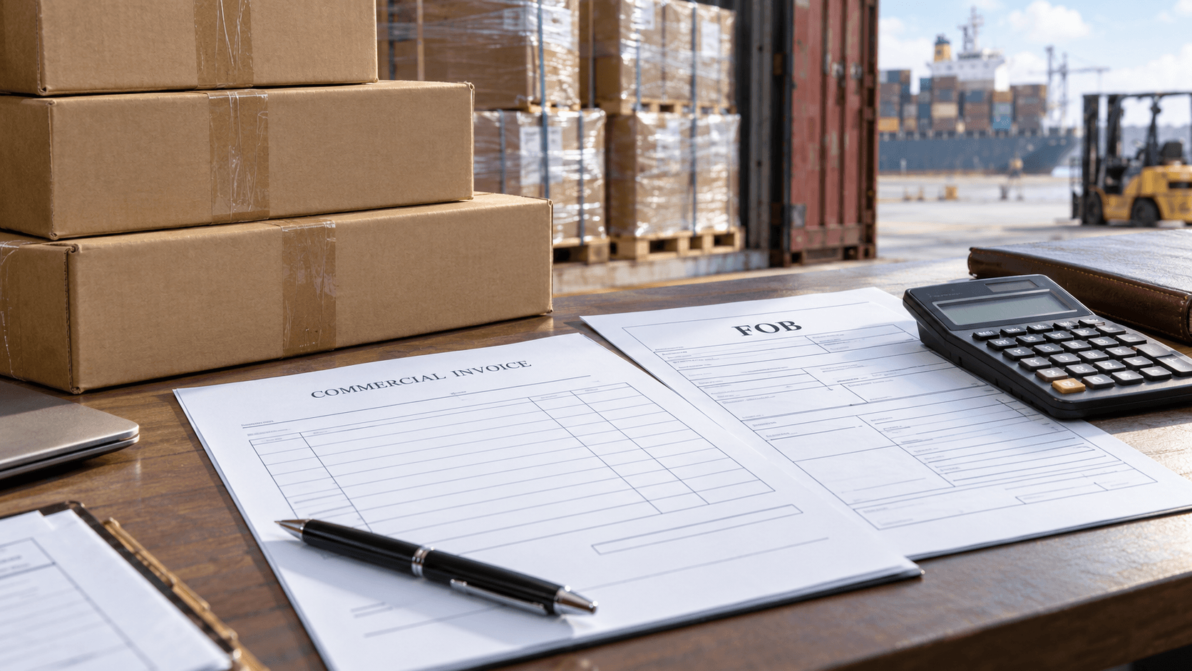 Supplier invoice with FOB product price and shipment details for a Nepal import