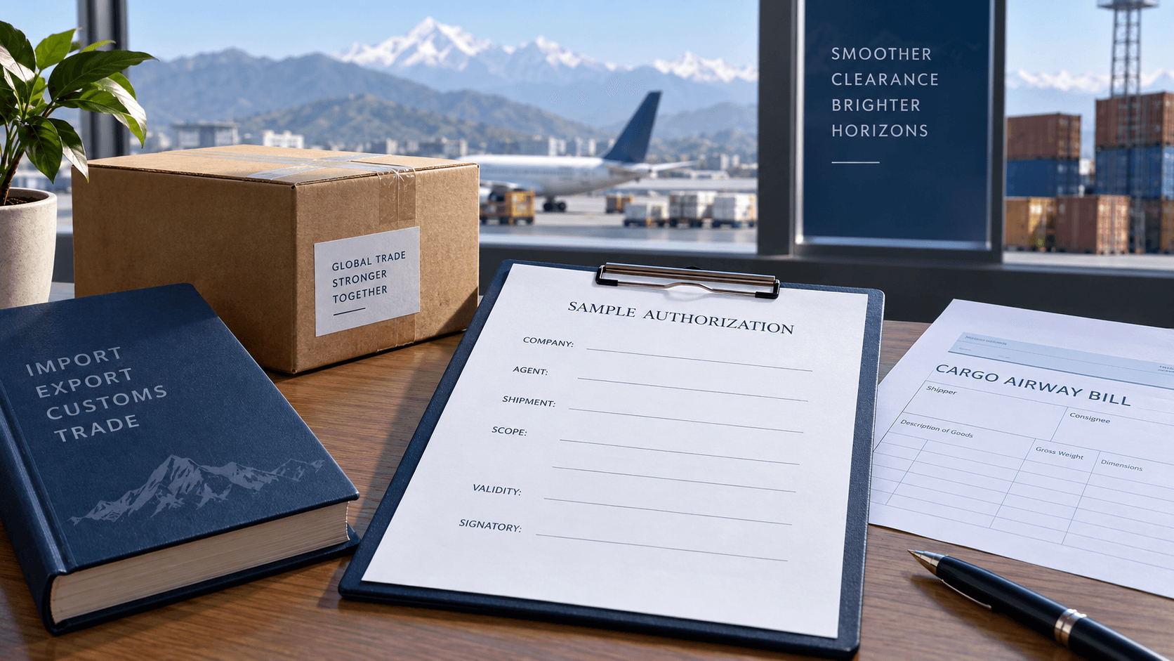 Editable sample customs agent authorization letter for Nepal with blank company and shipment fields