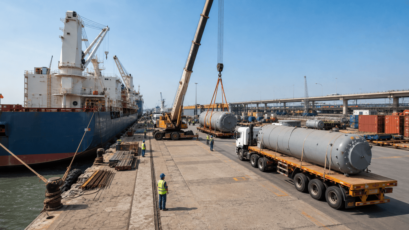 Indian breakbulk terminal connecting ocean cargo with inland transport toward Nepal