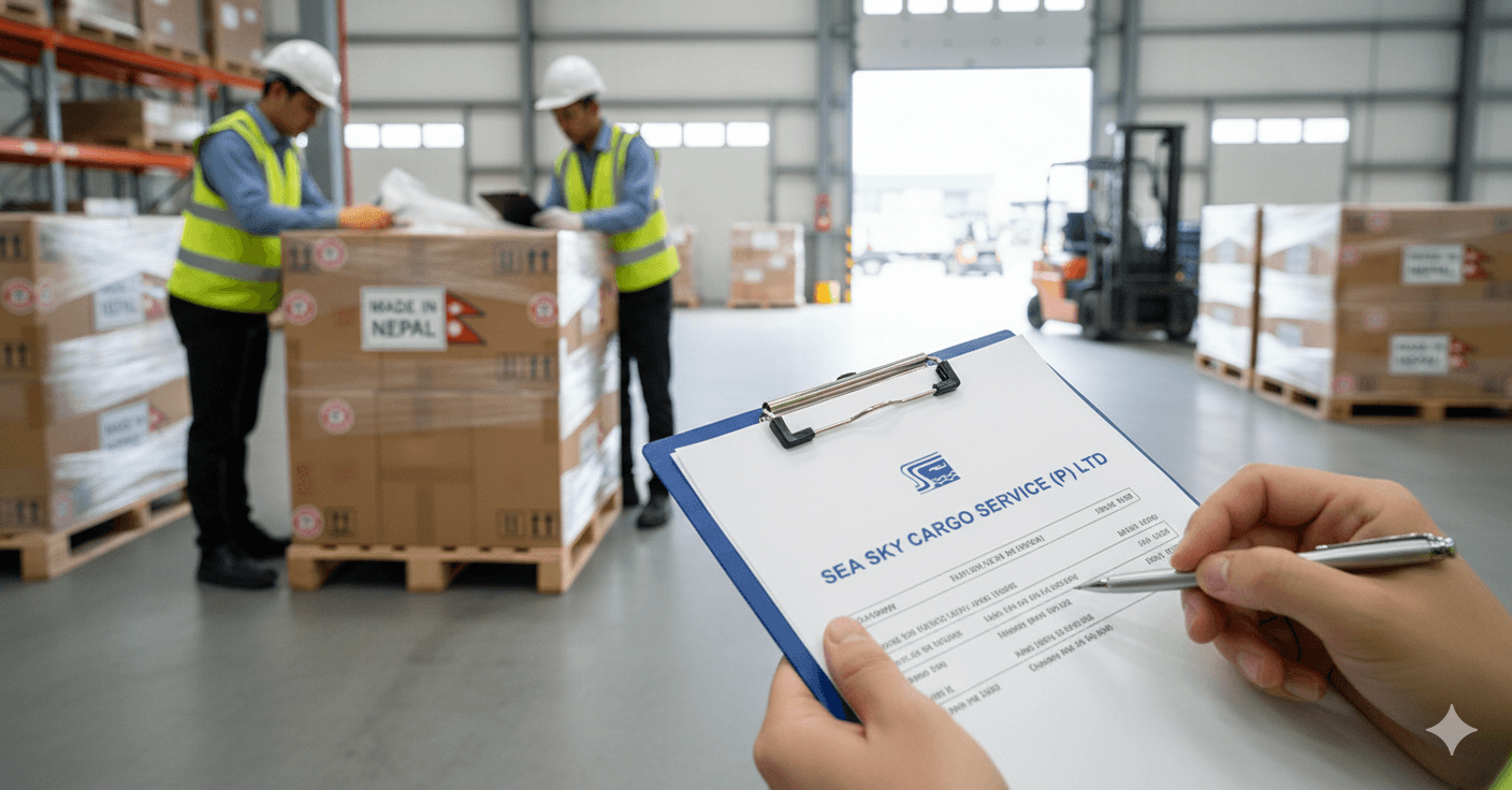 Australian receiving team checking a shipment imported from Nepal via Sea Sky.