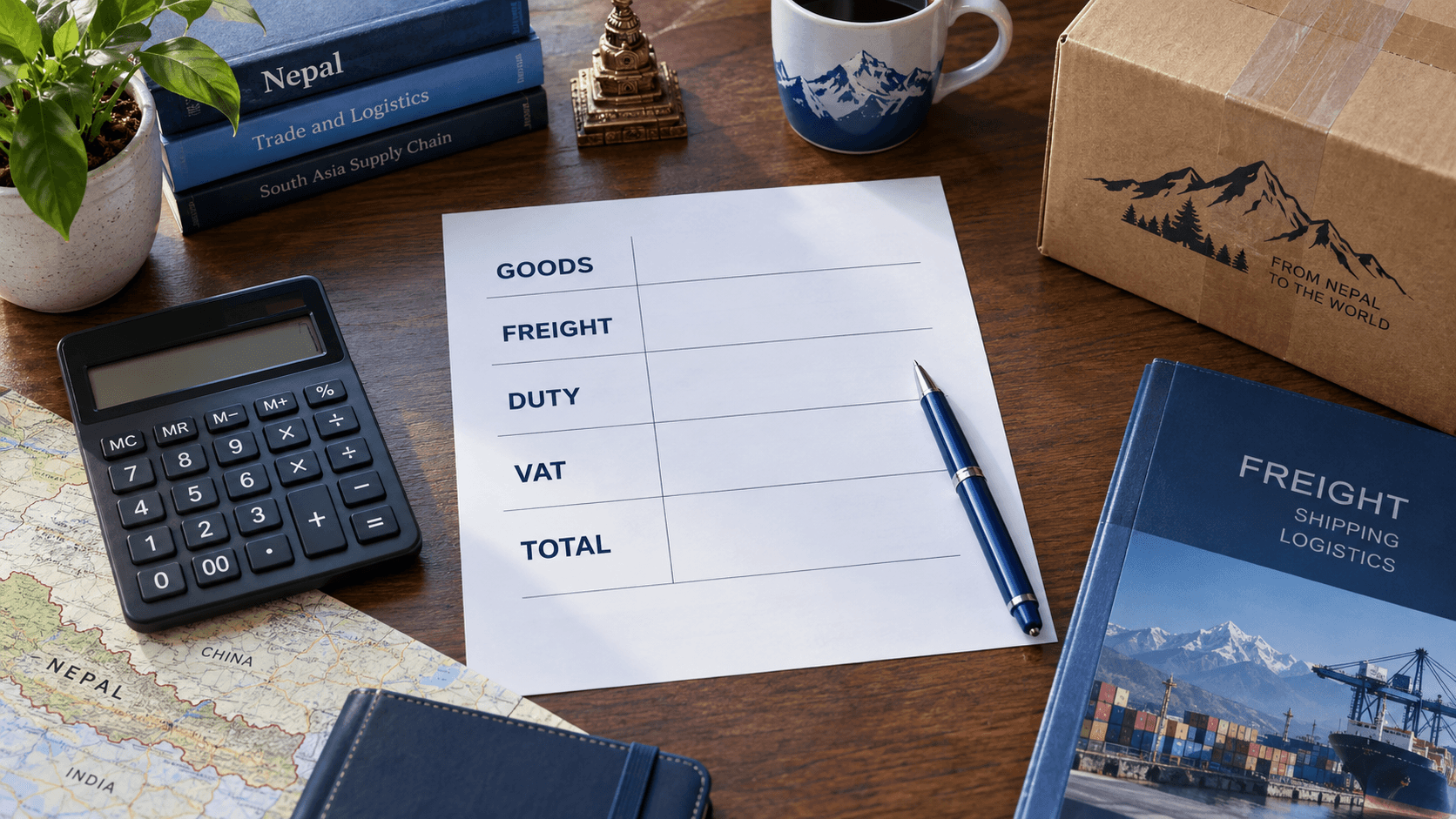 Illustrative Nepal customs duty example with calculator and import value worksheet