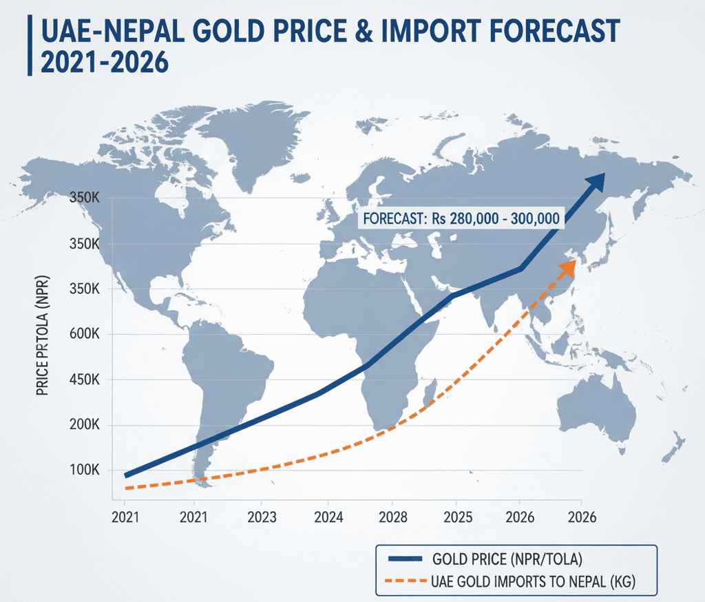UAE-Nepal gold 2026 forecast: Rs 260-300K/tola amid global rally.