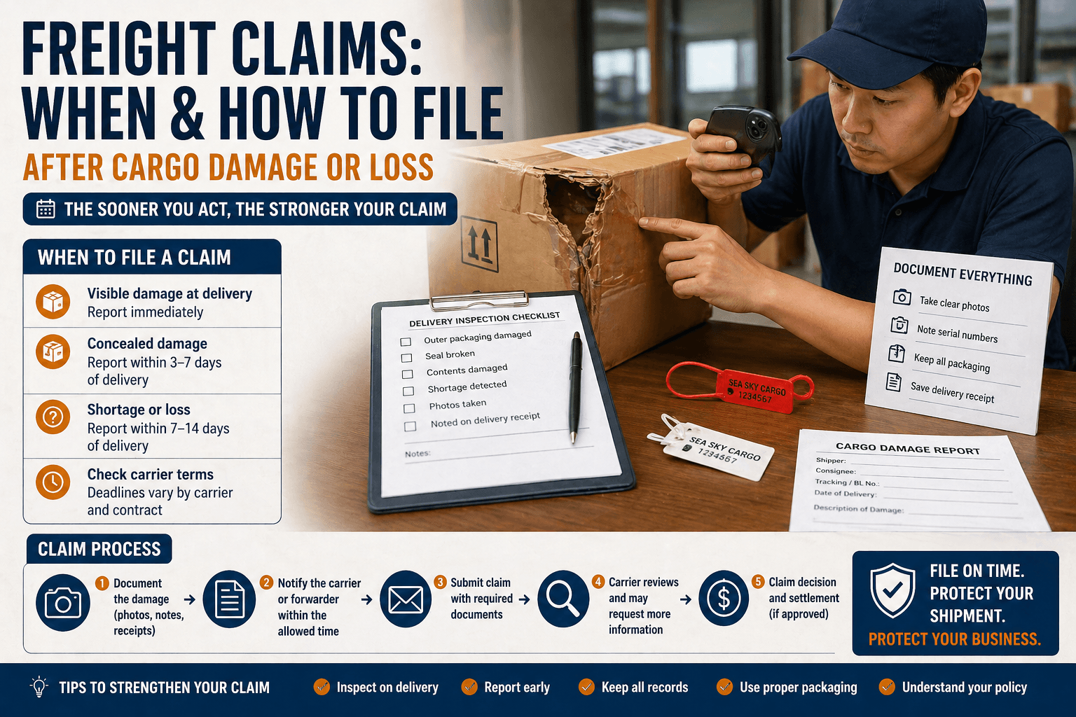 When to file a freight claim after cargo damage or loss.