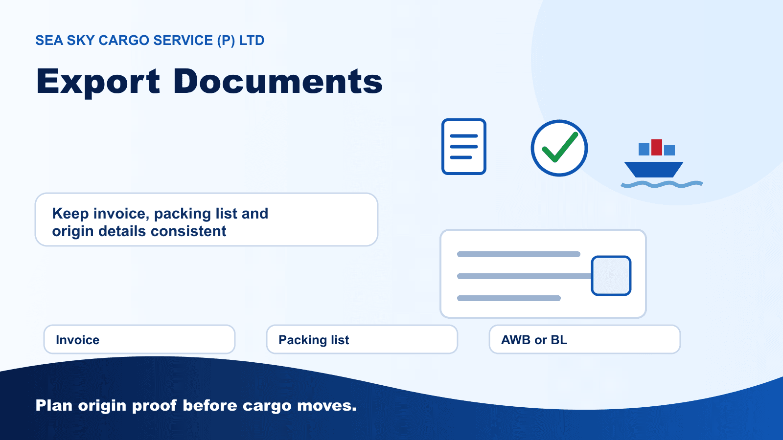 Commercial invoice packing list HS code and origin document prepared for Europe export