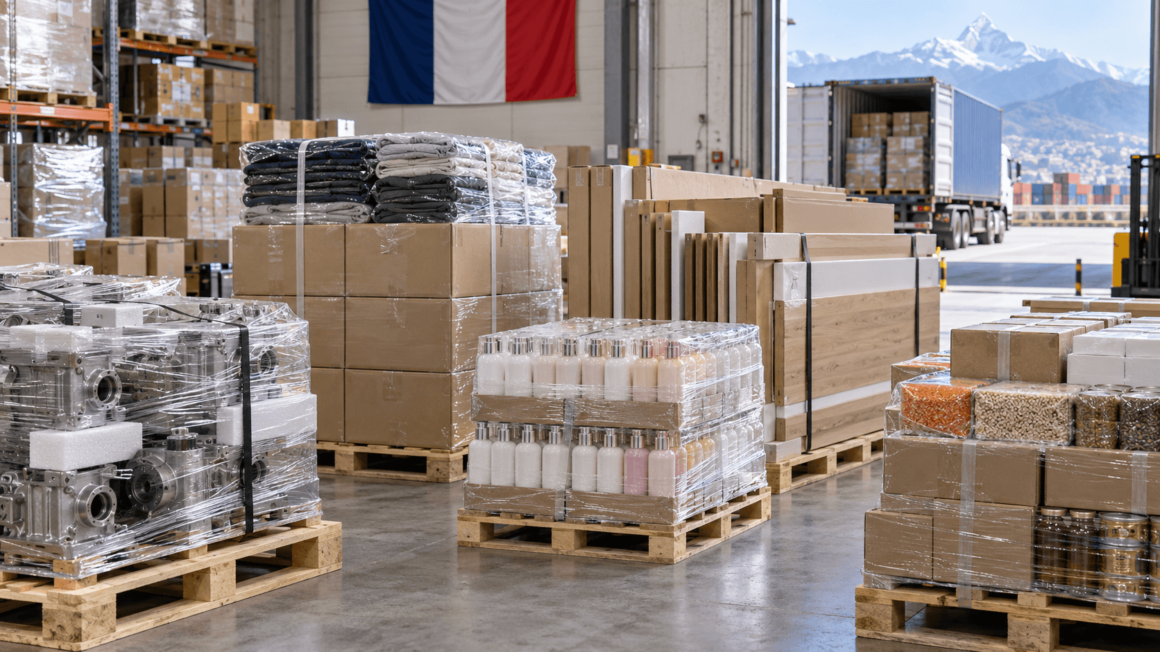French fashion cosmetics and machinery alongside Nepali textiles carpets and handicrafts