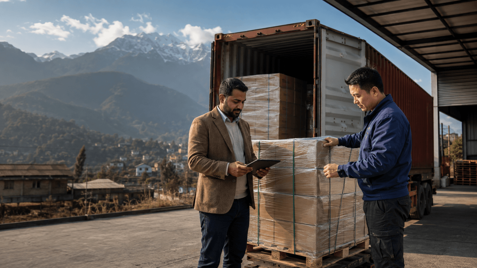 Sea freight cargo safely delivered to a Nepal business warehouse