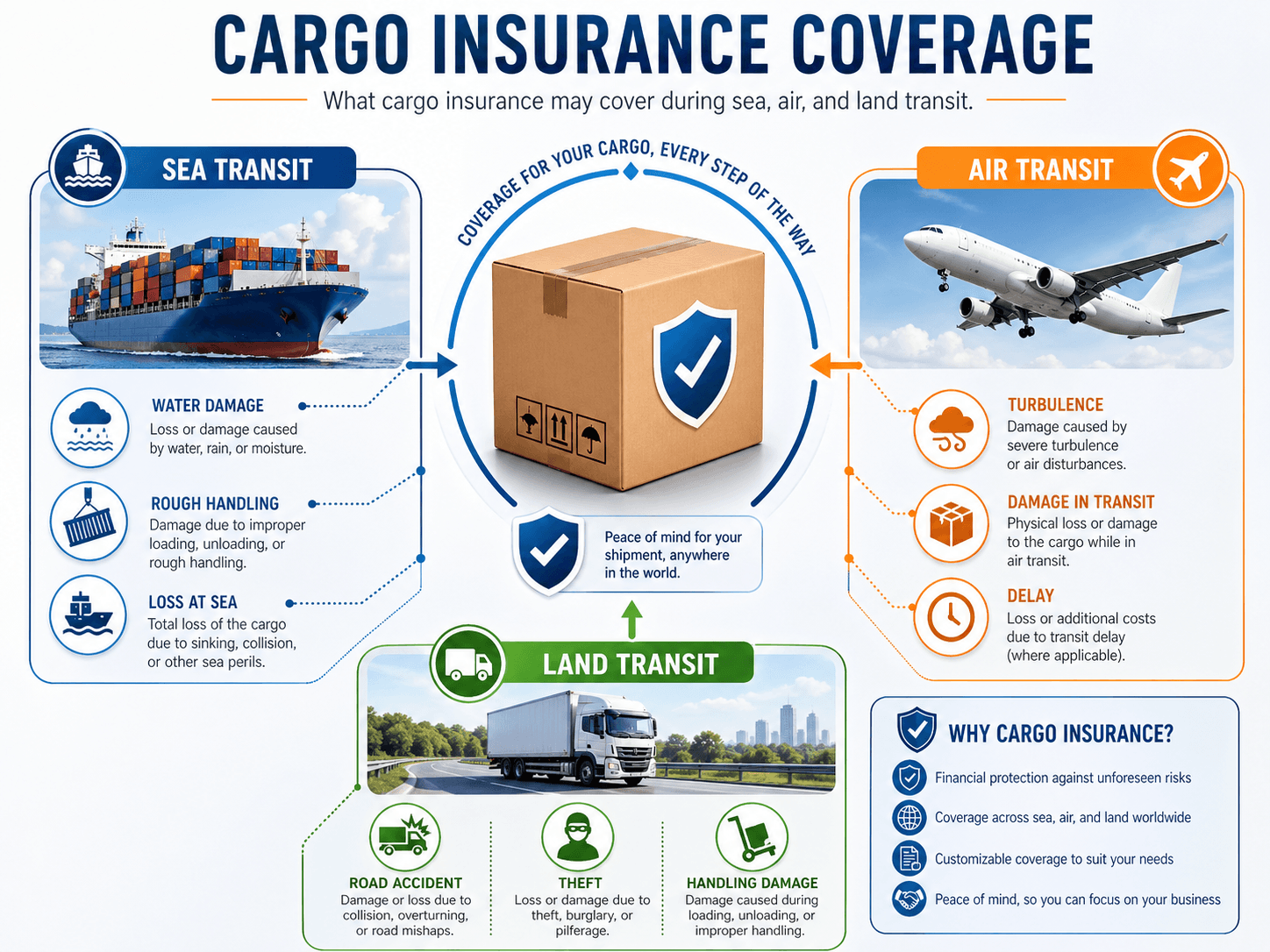 What cargo insurance may cover during shipment.