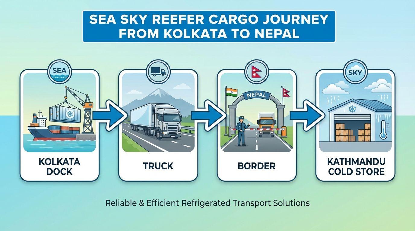 Sea Sky reefer cargo journey from Kolkata to Nepal.