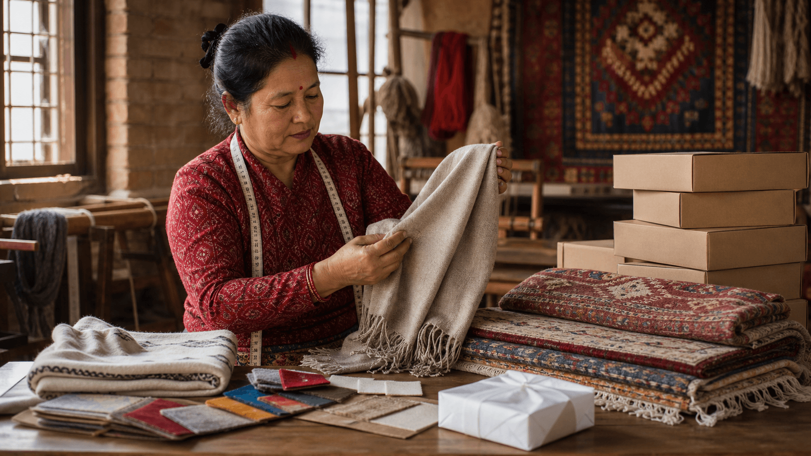 Nepal-made export products and shipping documents prepared for UK buyers