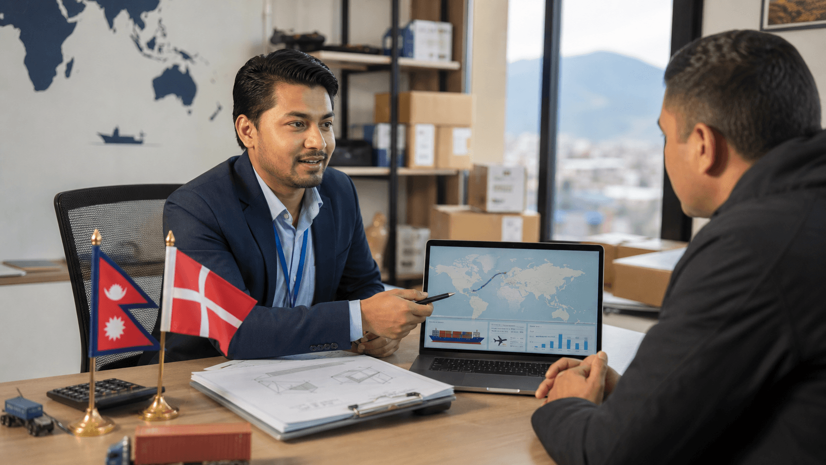 Sea Sky Cargo advisor planning air and sea freight options for a Denmark shipment