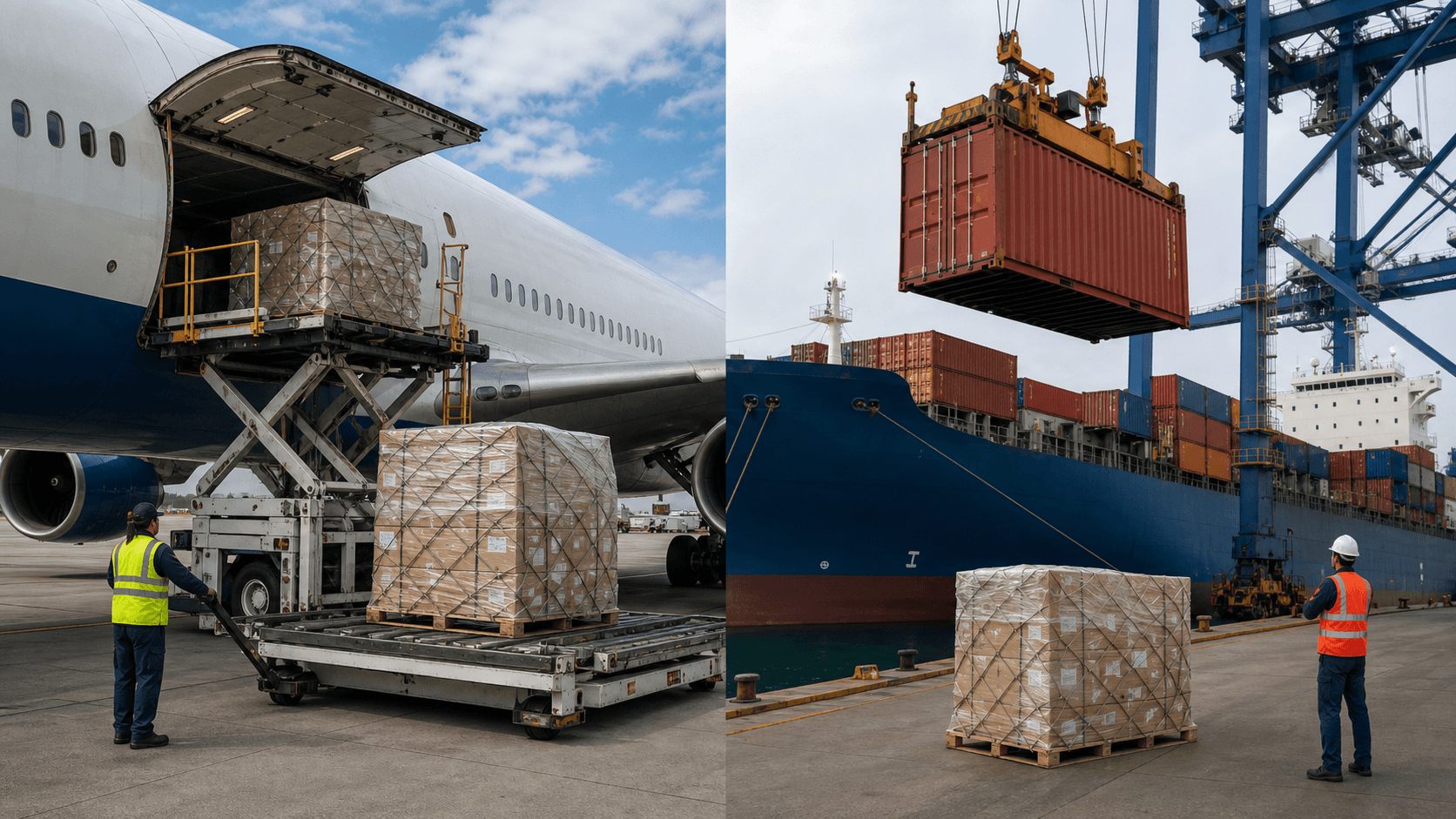 Commercial air cargo and ocean containers compared for a USA to Nepal business shipment