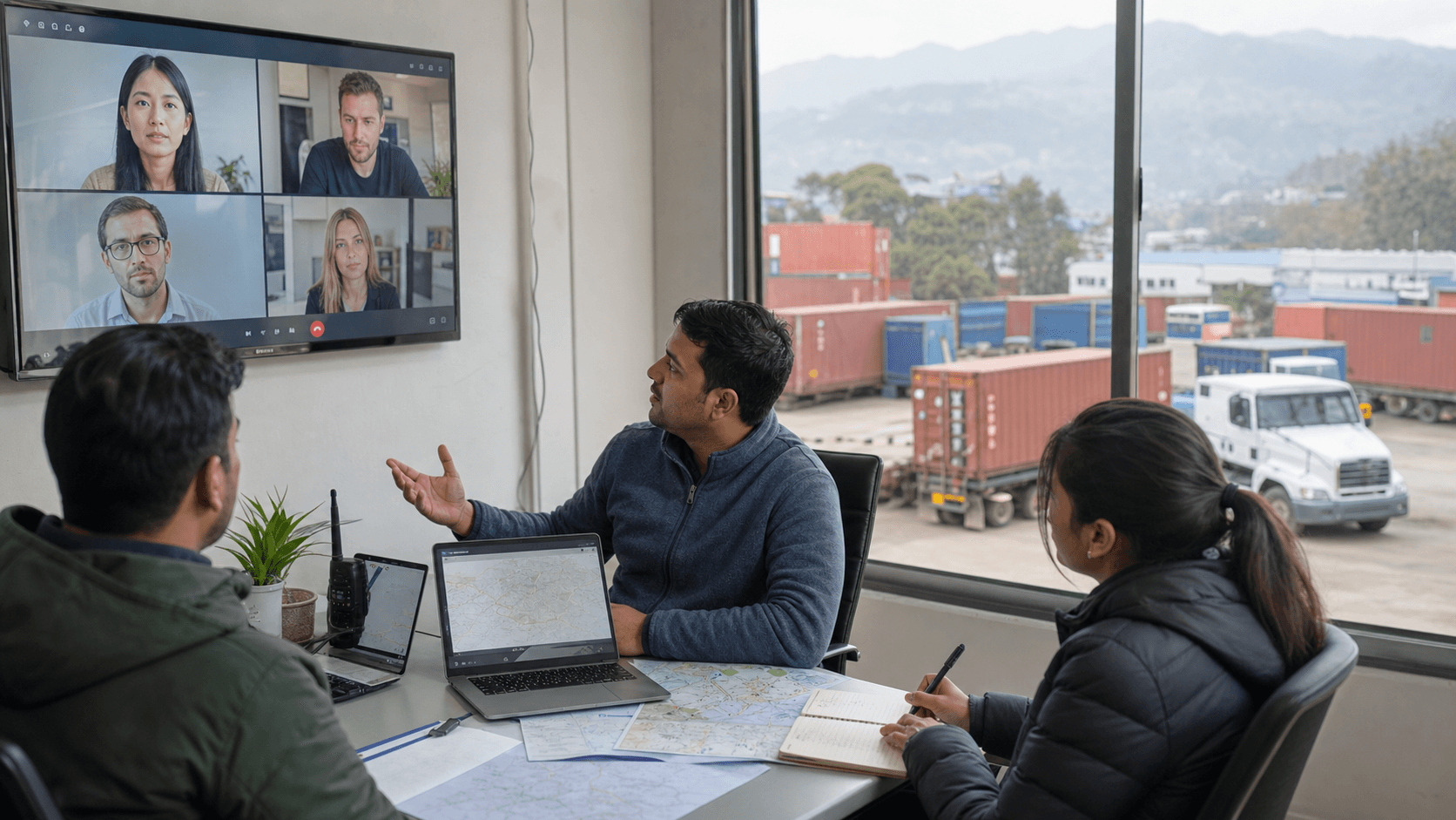 Nepal cargo team coordinating an international shipment with an overseas freight forwarder