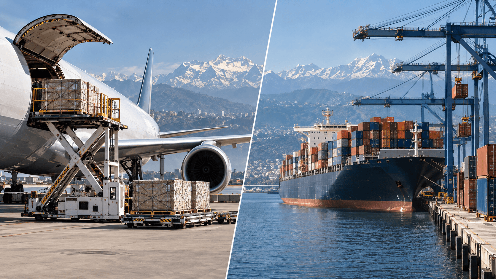 Comparison of air cargo and container shipping from Italy to Nepal