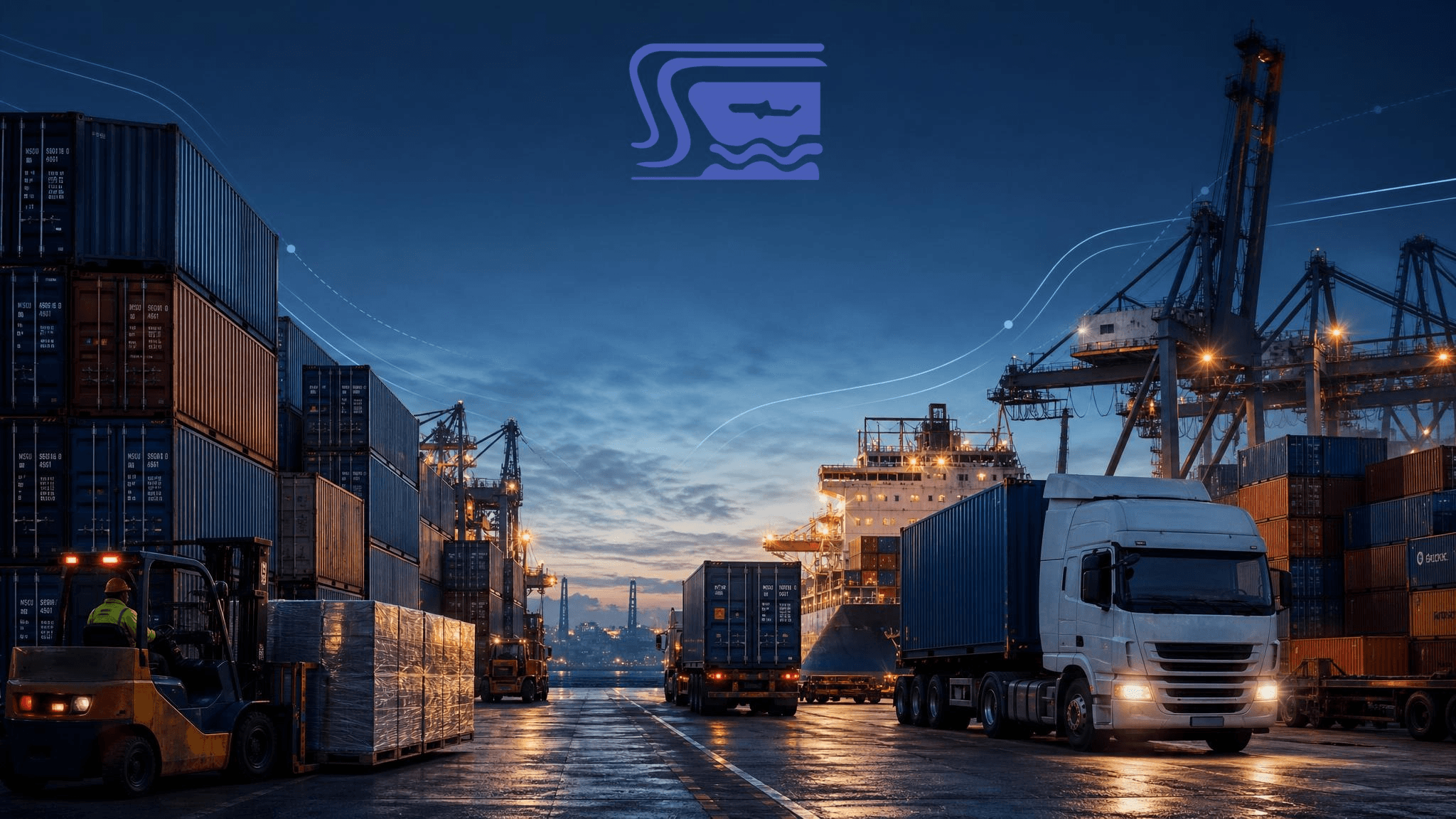 busy freight yard and shipping container terminal representing heavy logistics, bulk cargo, and port-linked transport services.
