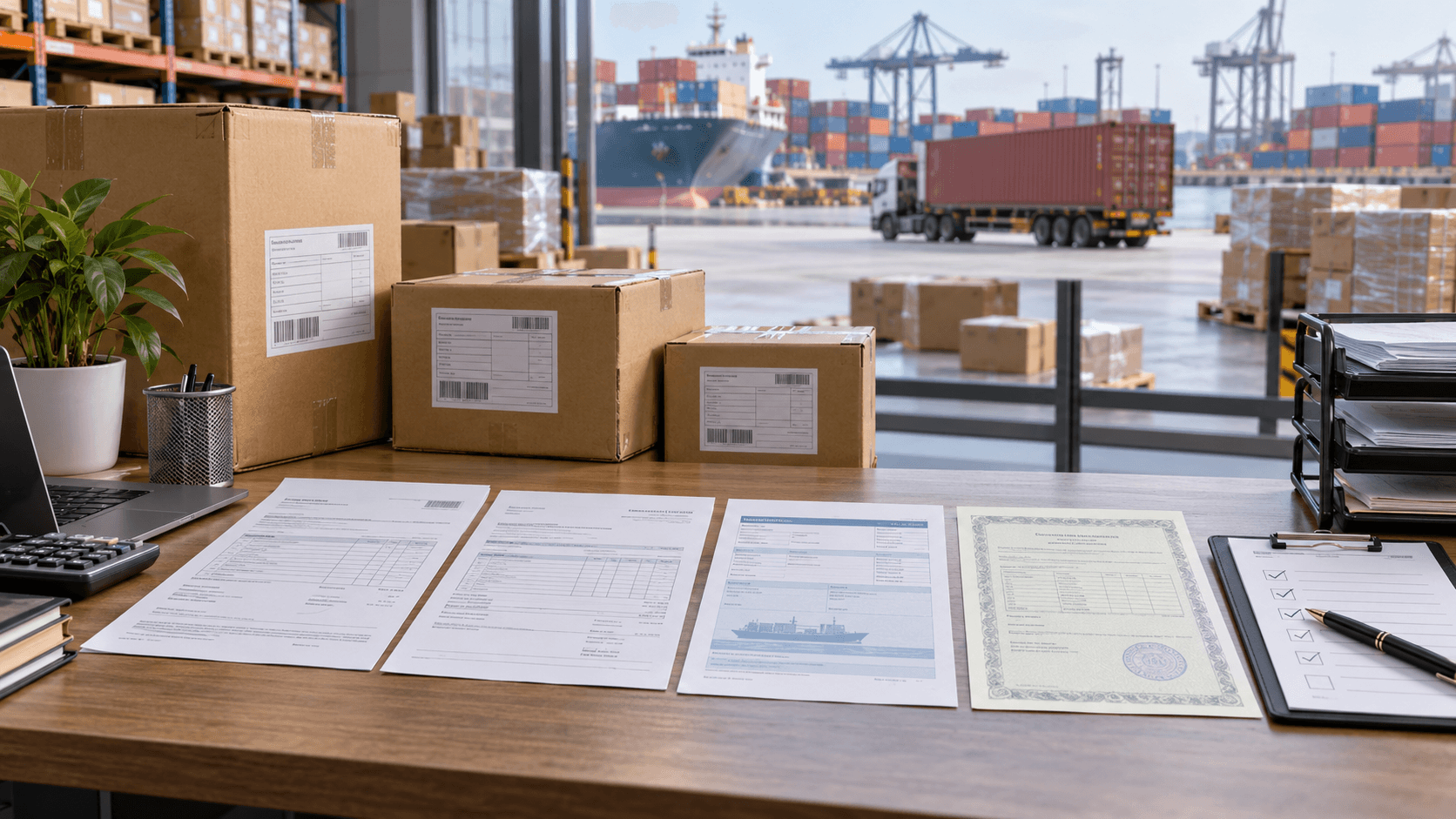 Freight forwarding documents checked against packed cargo before import or export