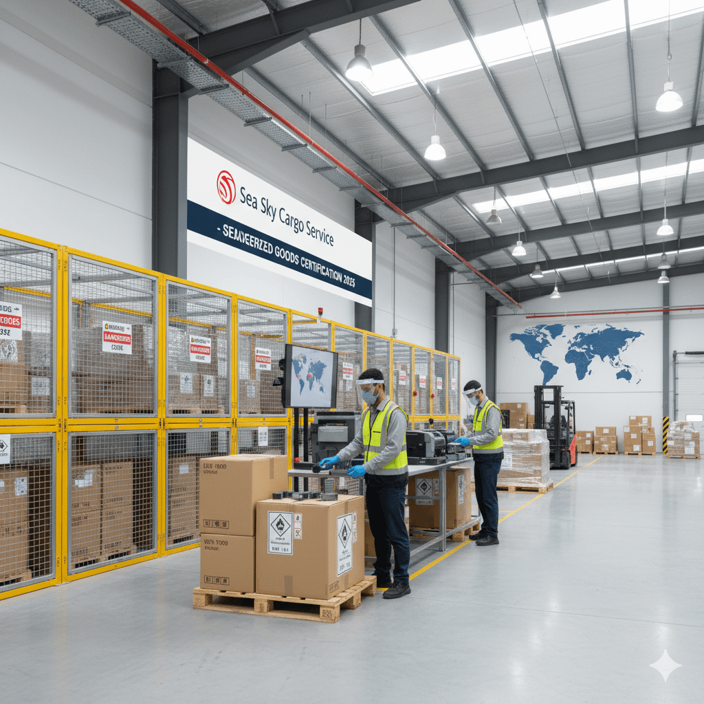 Sea Sky Cargo Service's specialized dangerous goods handling facility and equipment.