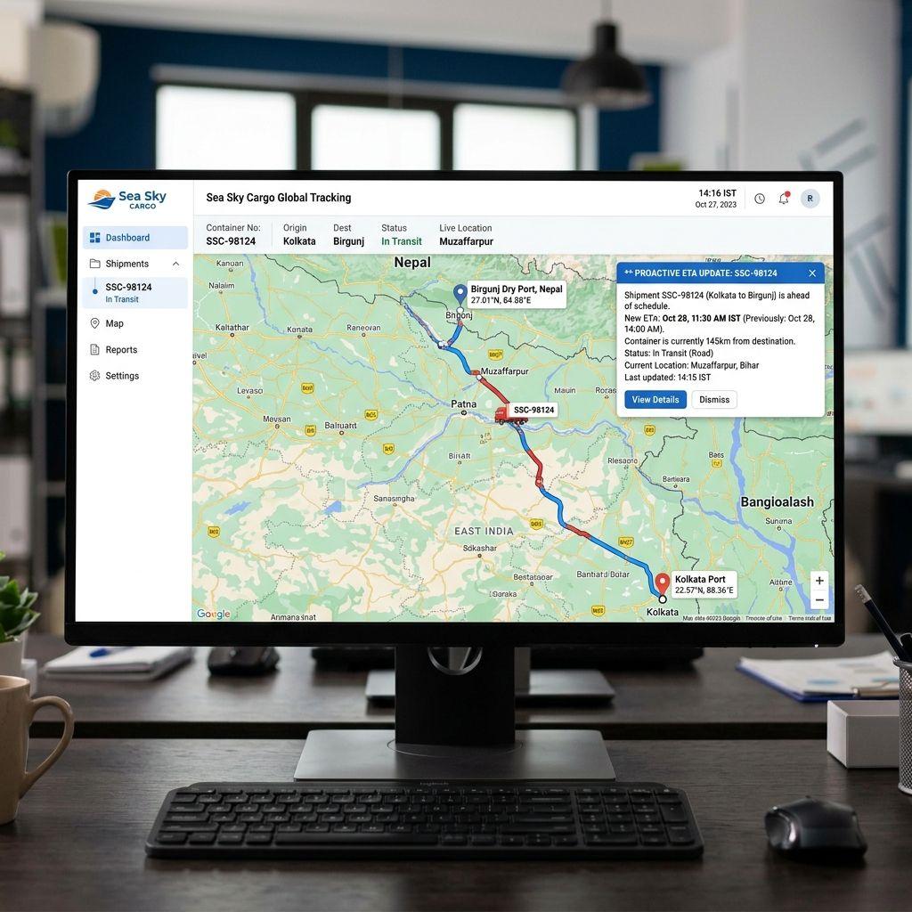 Sea Sky Cargo provides proactive shipment tracking and live milestone updates.