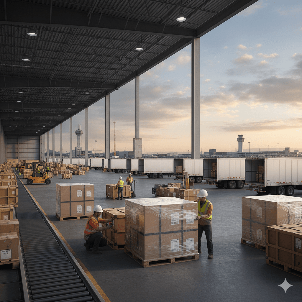 Proper packaging and labeling of freight for shipping.