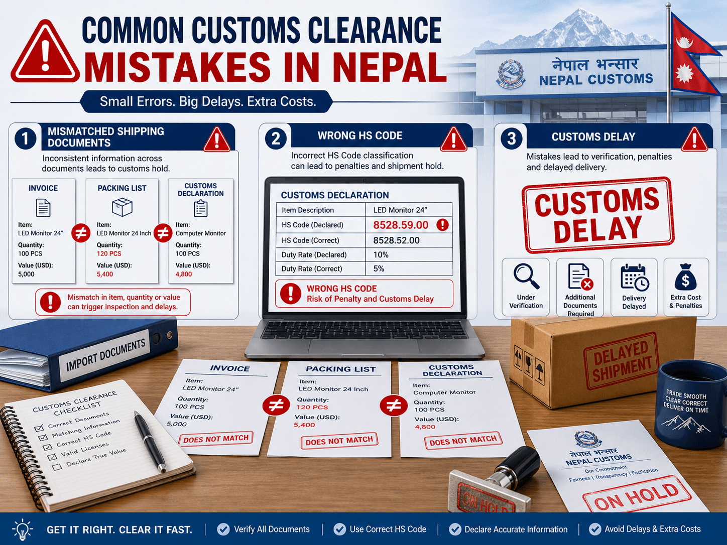 Common customs clearance mistakes in Nepal.