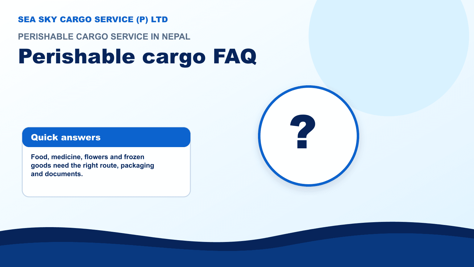 Perishable cargo FAQ graphic for food medicine flowers frozen goods and cold chain shipping