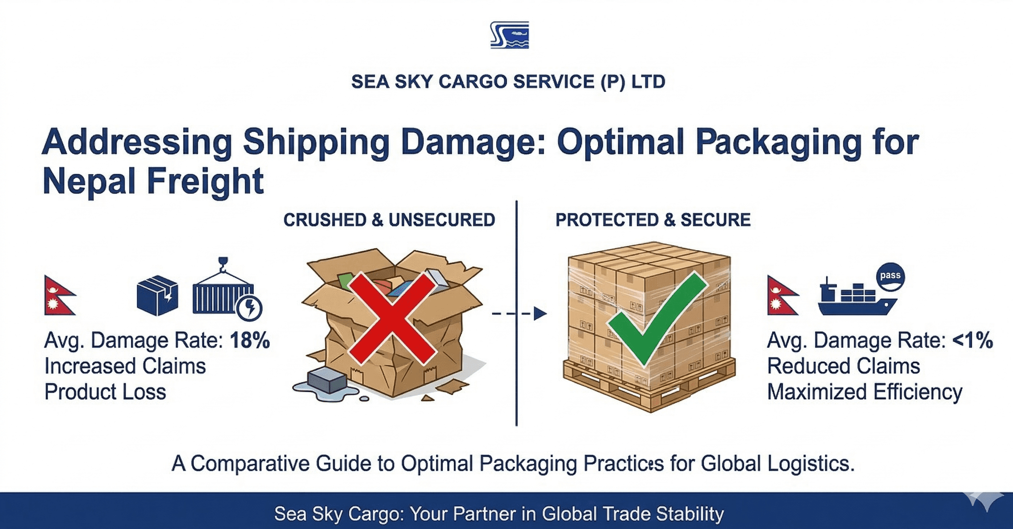 Shipping damage from poor packaging Nepal freight.