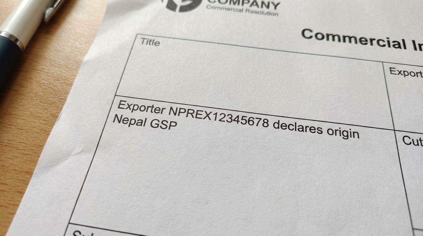 REX statement origin Nepal EU invoice.
