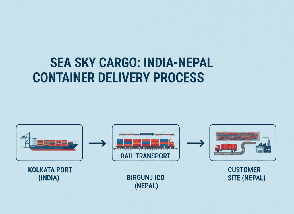 Sea Sky Cargo rail-road container delivery process from India to Nepal.