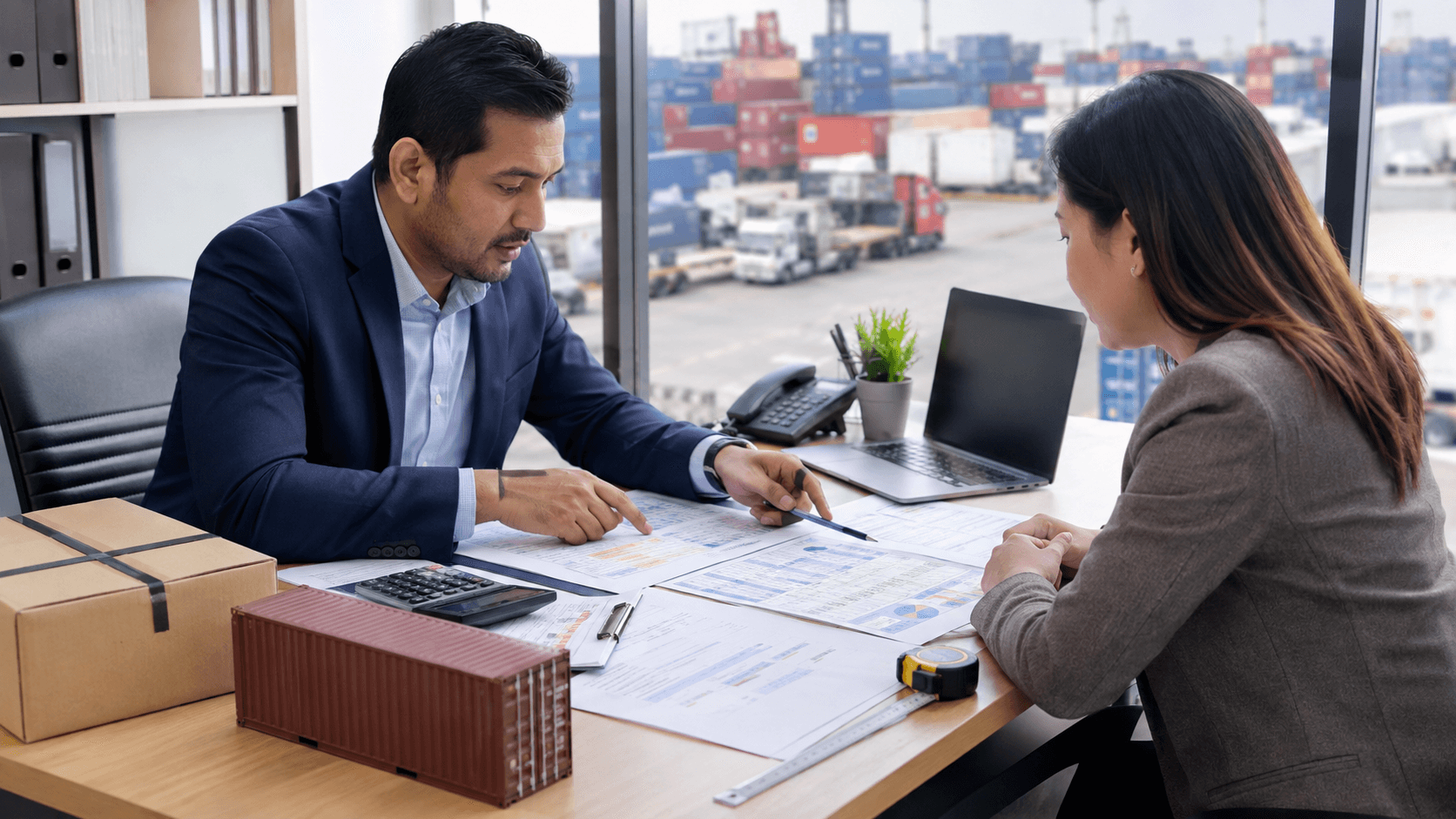 Importer and freight specialist comparing a complete Nepal shipment quotation