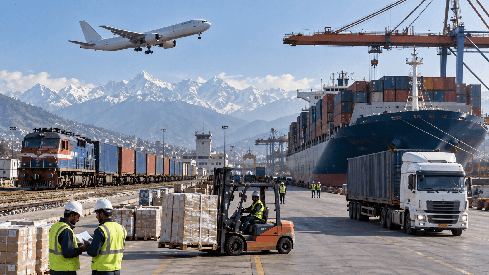 Air sea rail and road freight modes available for international Nepal cargo