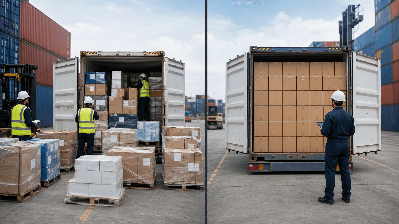 LCL shared cargo and full container cargo compared using packed cubic metre measurements