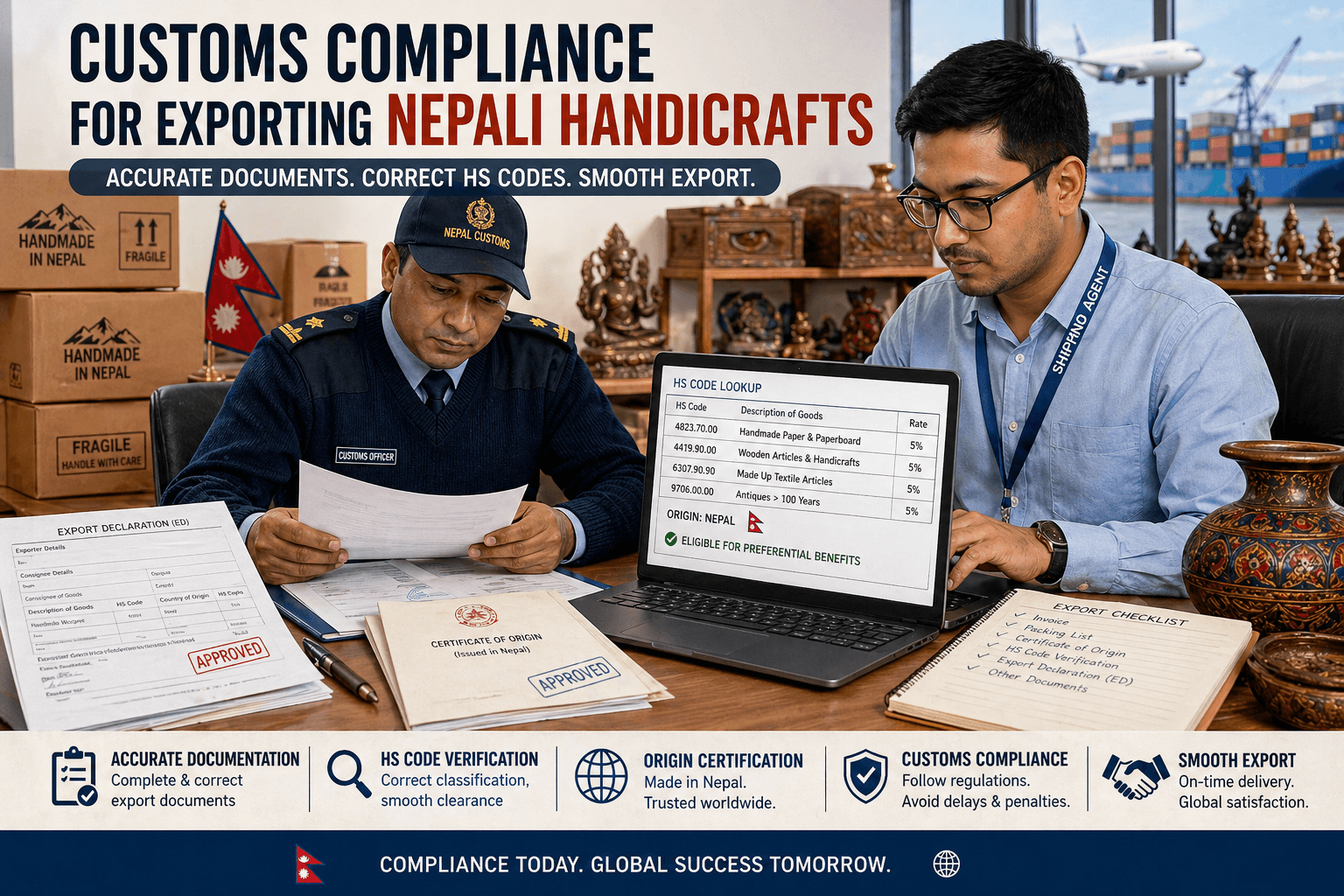 Customs compliance for exporting Nepali handicrafts.