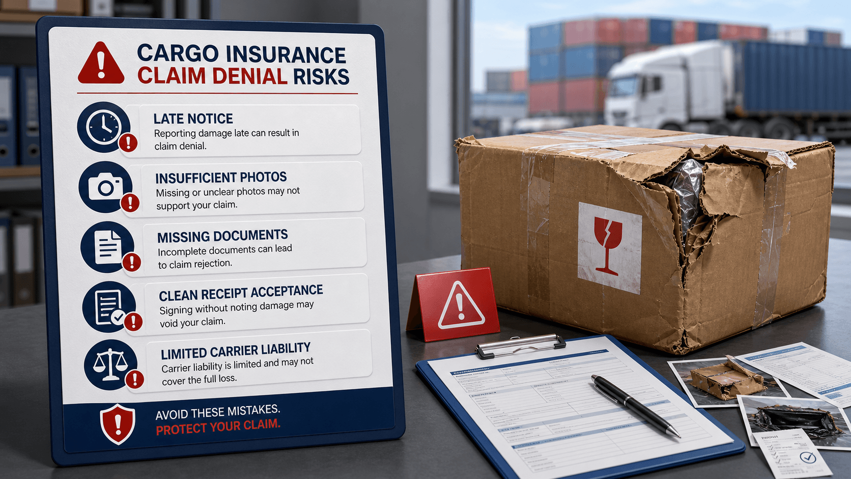 Reasons cargo insurance claims may be denied.