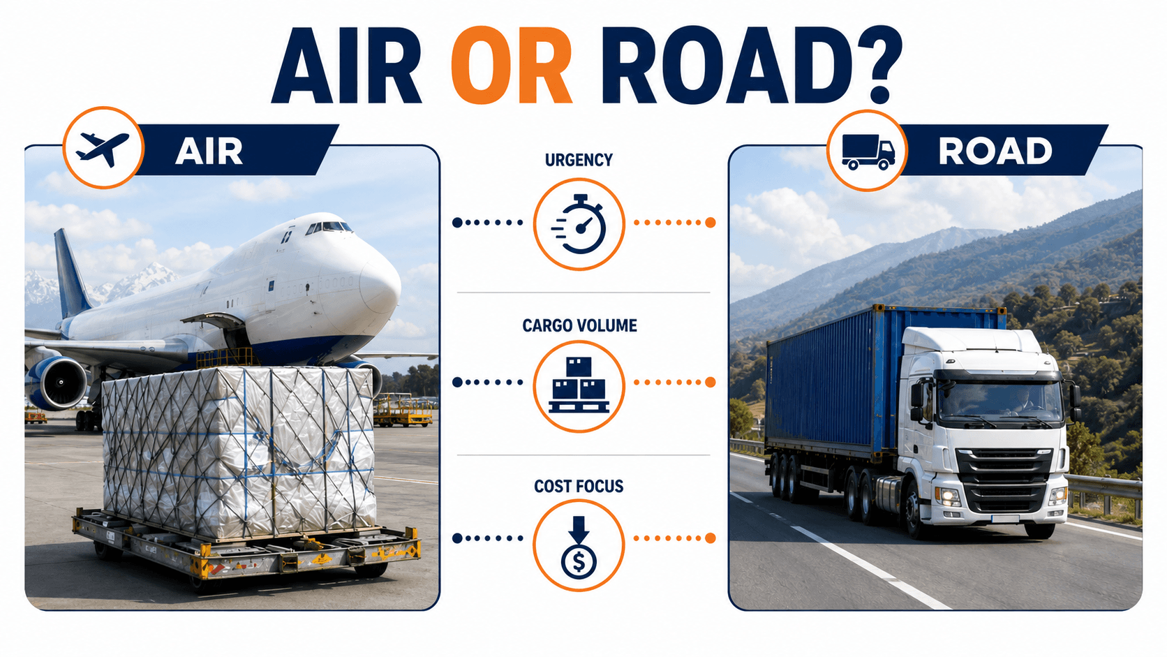 Comparison of China to Nepal air freight and road freight options
