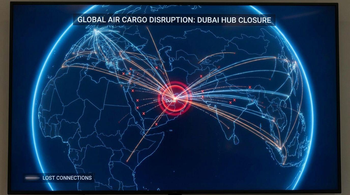 Global air cargo routes disrupted by closure of Dubai hub.