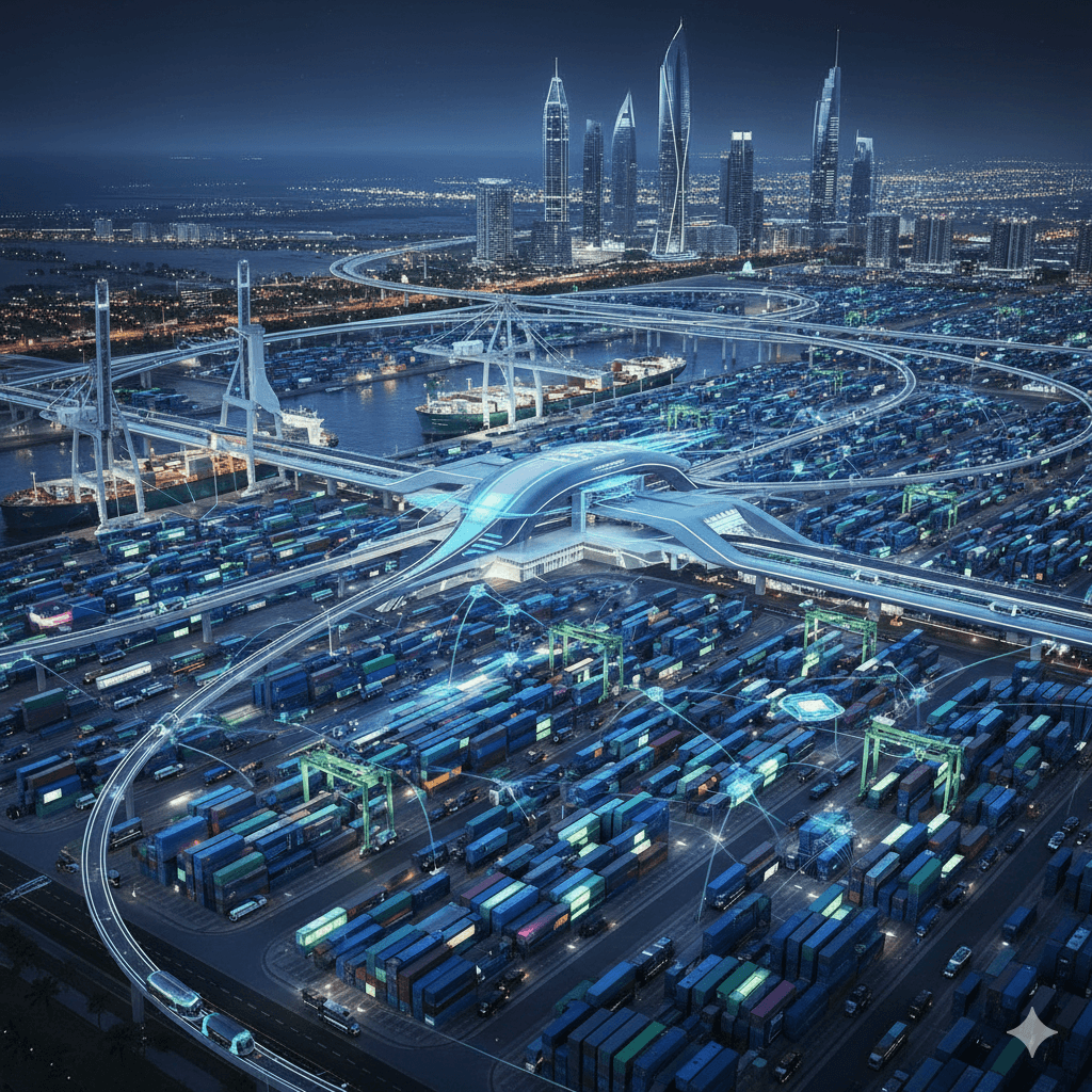 Advanced logistics technologies and infrastructure for cargo shipping in Dubai.