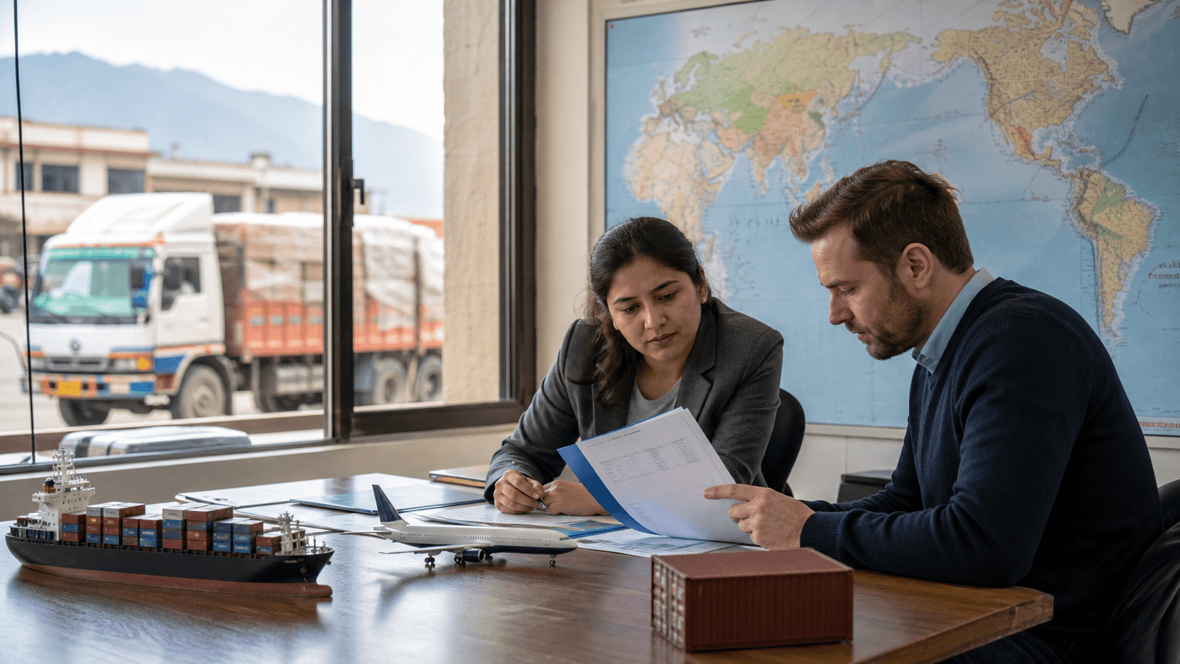 Nepal cargo route connecting Kathmandu with Los Angeles by air and ocean freight