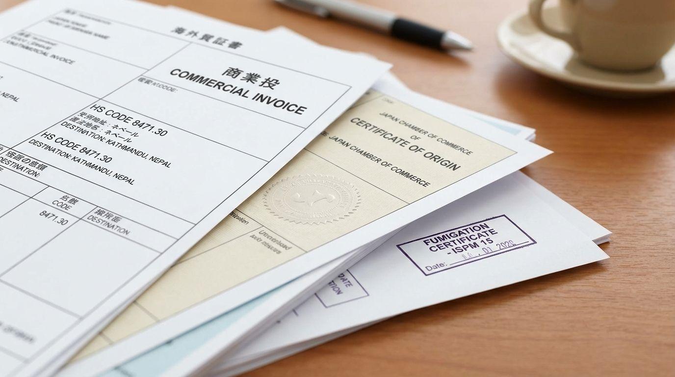 Required documents for Nepal-Japan cargo clearance.