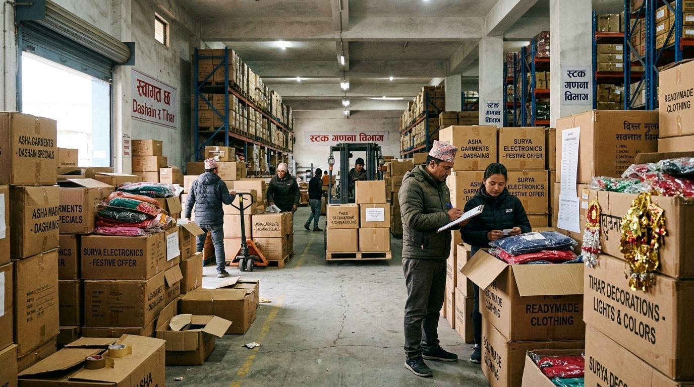 Festival-season import planning for Dashain and Tihar inventory in Nepal.