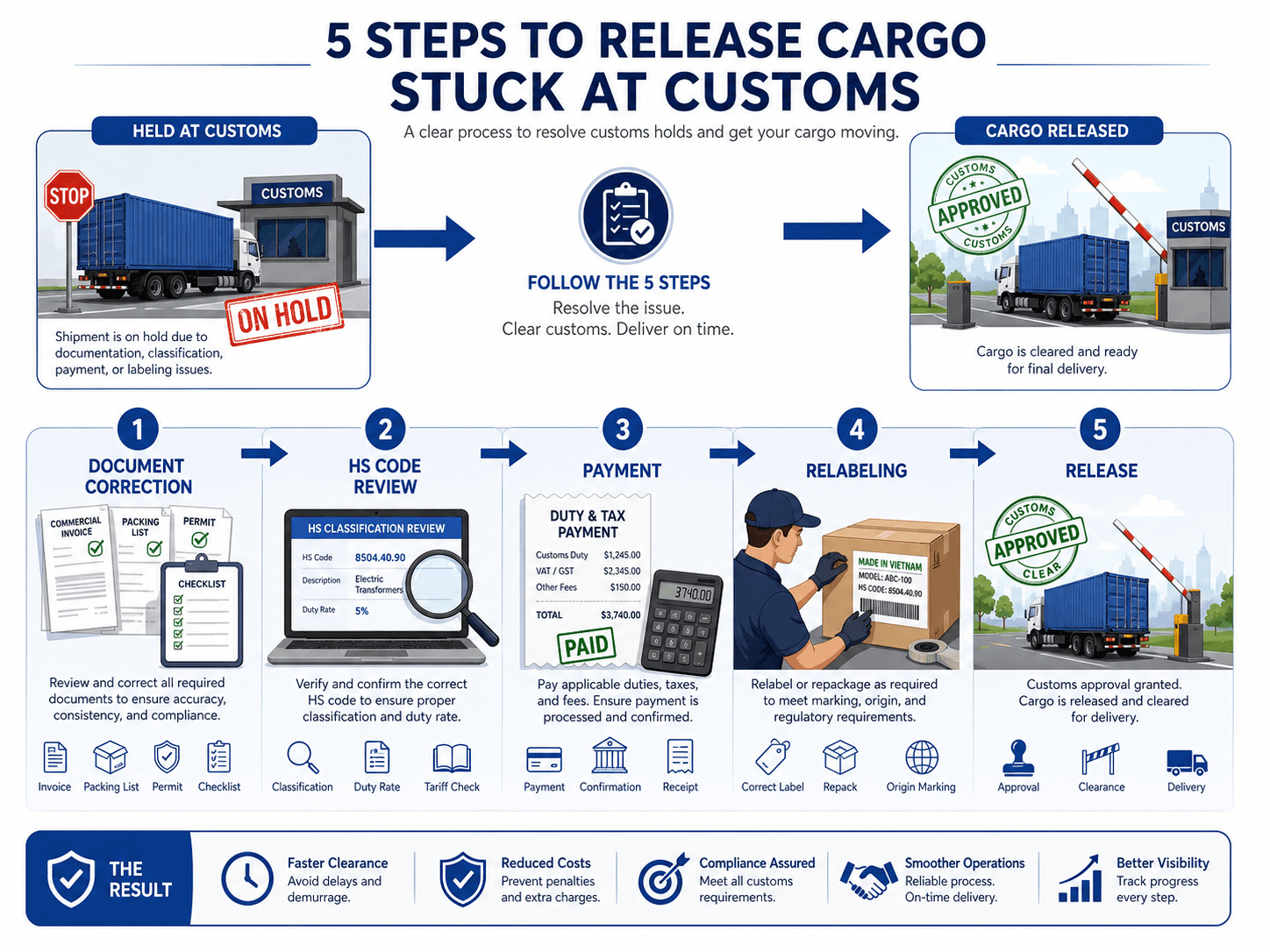 How to fix a customs hold and release cargo.