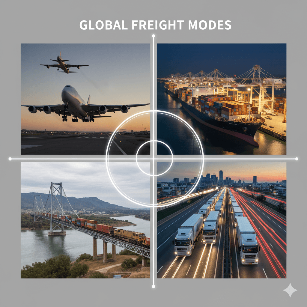 multimodal freight solutions operating across land, air, and sea routes.