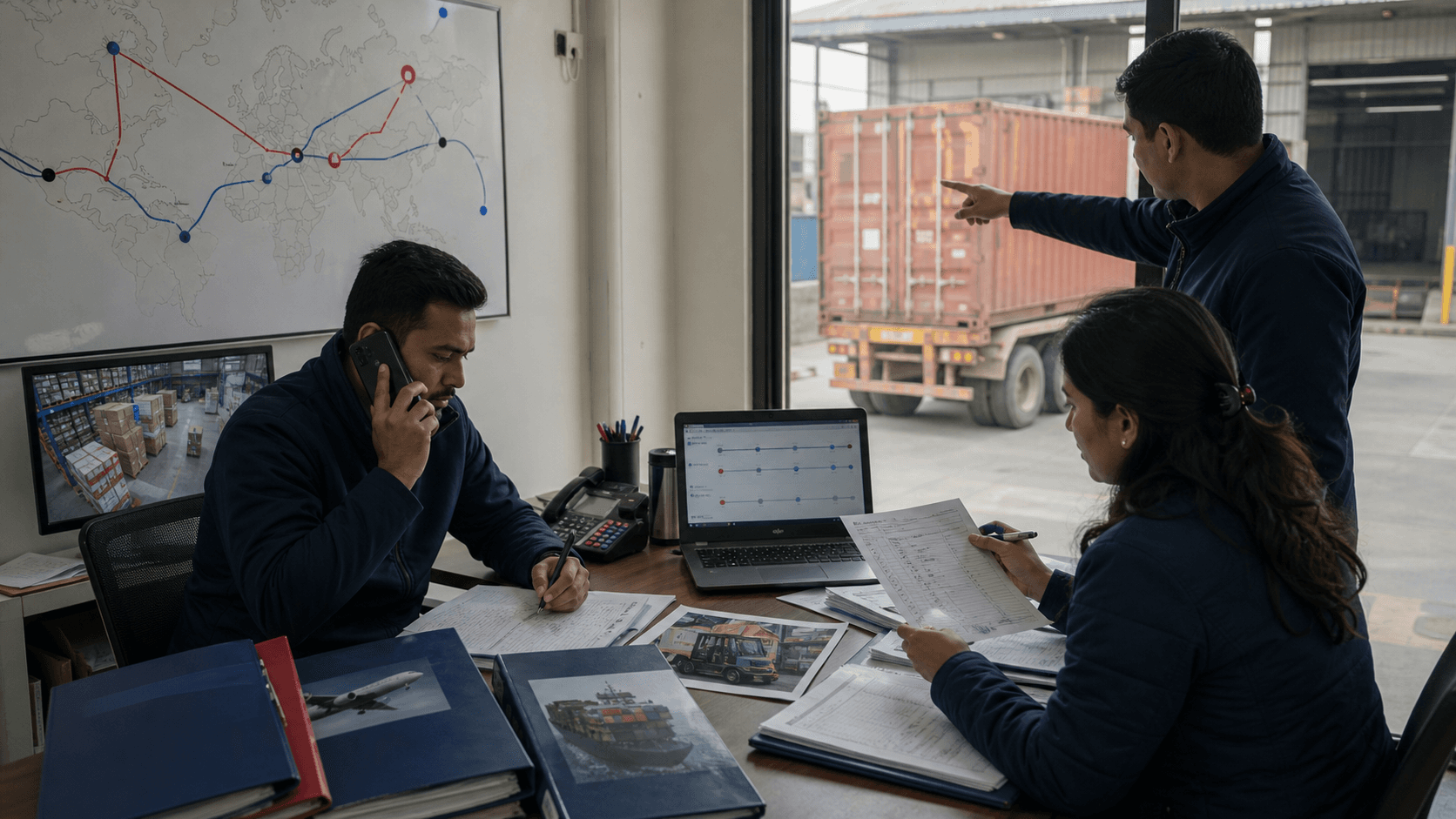 Logistics team tracking a complete USA to Nepal commercial import workflow