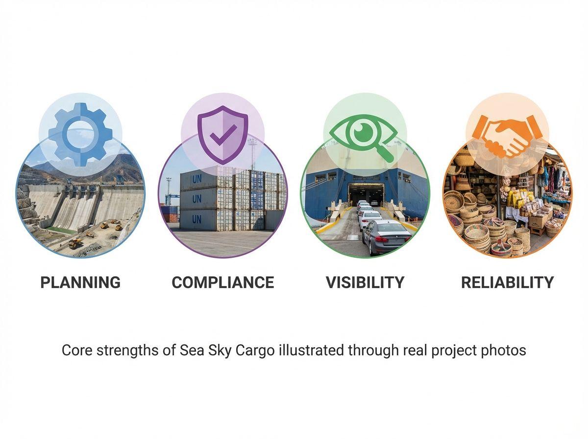 Core strengths of Sea Sky Cargo illustrated through real project photos.